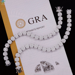 Pulsera Hiphop de Plata de Ley 925 con Baño de Oro de 18K, Diseño de Flor, con Moissanita VVS de 8mm Color D, para Mujer y Hombre, en Stock, Regalo - Product Image 3
