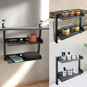 Home <strong>Storage</strong> Clamp on Desk <strong>Shelf</strong> Metal <strong>Storage</strong> <strong>Shelves</strong> <strong>Used</strong> for 2-layer <strong>Storage</strong> <strong>Shelves</strong> on Tables 17.3''*15.7''*6.13'' - Product Image 6