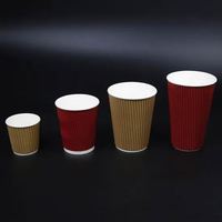 Gobelets à café jetables à double paroi personnalisés, gobelets à café ondulés en papier, gobelets à espresso en papier noir ondulé