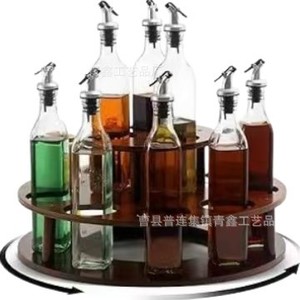 Wooden Spice Rack 44cm 360 Degree Rotating Multi Layer Round Storage For <b>Kitchen</b> Condiments - Product Image 3