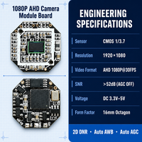 Module de caméra embarquée OEM ODM, capteur CMOS 1920x1080, sortie AHD, alimentation basse consommation DC 3.3V-5V 0.5W pour projets de vision embarquée