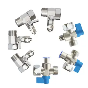 Ro Water Filter Accessories 1/4 3/8 Water Inlet Tee Valve Alloy Brass Valve for Water Filter