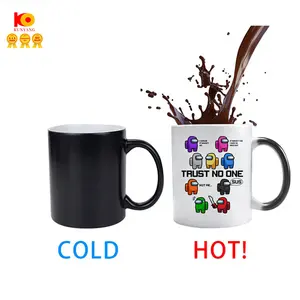 High Quality 11oz White Black Ceramic Coffee Cups Blank Color Changing cup Magic Sublimation Mugs