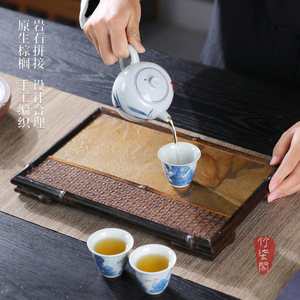 Bamboo Rock Tea Tray Flat Retro Non Slip Make Tea <b>Teapot</b> Serving Tray - Product Image 5