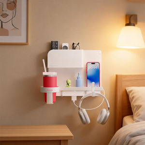 Estante Flotante para Mesita de Noche, Organizador de Pared sin Taladro, Estante de Pared para Cargador de <span class=keywords><strong>Teléfono</strong></span> y Control Remoto - Product Image 5