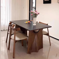 Table à manger vintage noire, style minimaliste moderne du milieu du siècle, table à manger rectangulaire en bois massif couleur noyer