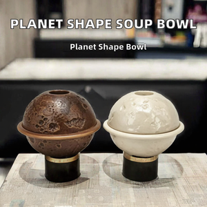 Juego de Cuencos de Cerámica con Diseño Lunar, Cuenco Redondo con Tapa, Estilo Porcelana, Vajilla para Regalo y Restaurante - Product Image 5