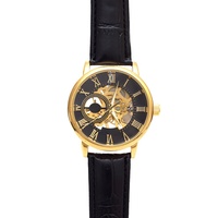Montre mécanique semi-automatique pour homme, étanche, design ajouré, boîtier en métal, bracelet en cuir, fermoir caché