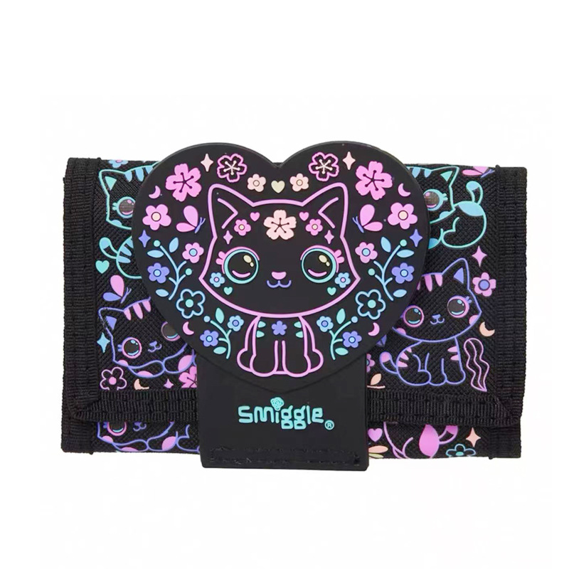 Cartera gato lindo floral negro