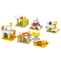 Set Mainan Kucing Kitten Climbing Frame MOC City, Set Mini Scene, Model Blok Bangunan Plastik untuk Anak-anak, MOC4136