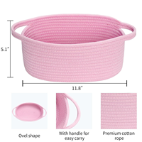 Petit panier tissé avec sacs-cadeaux Rubans Petit panier en corde durable pour le stockage Panier à jouets pour bébé Organisateur de couches avec poignée