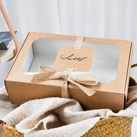 Boîte à biscuits en papier kraft couleur unie avec fenêtre, personnalisable avec logo, pour emballage de biscuits, pâtisseries et snacks, vente en gros