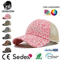 Casquette en maille à imprimé animal de haute qualité, casquette de baseball personnalisée avec logo, imprimé léopard, chapeau en maille pour femmes, streetwear d'extérieur