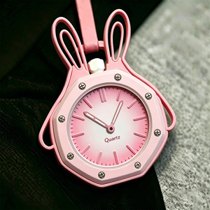 Breloque de montre en forme d'oreille de lapin rose, bracelet en plastique, accessoire de montre à quartz - Product Image 1