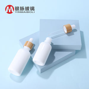 Serum Putih, Tetes Kaca Bulat Minyak Esensial dengan Pipet Bambu 10Ml 15Ml 20Ml 30Ml 50Ml 100Ml - Product Image 1