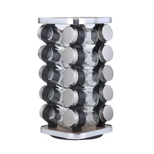 Stainless Steel Rotating Spice Holder Standing Spice Rack with 8~20 Jars Spice Carousel