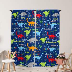 Cortinas de Ventana con Dibujos Animados de Dinosaurios para Niños, Adolescentes, Niñas, Cortinas de Animales para Dormitorio, Guardería, Decoración para Fiestas en Casa, 2 Paneles - Product Image 1