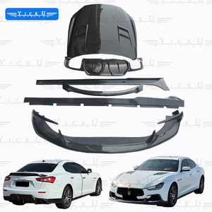 YICKUマセラティジブリ2014-2017アップグレードASPECスタイルフロントリップリアディフューザースポイラー用高品質カーボンファイバーボディキット - Product Image 1