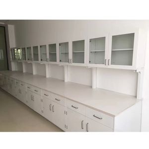 棚とハンギングキャビネットを備えた新しいデザインのラボテーブルサイドワークベンチラボ家具ラボウォールベンチ - Product Image 6