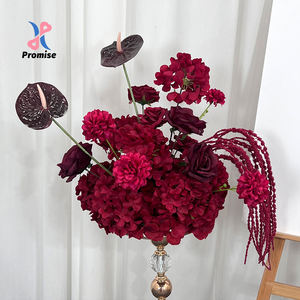 Realistic Artificial Burgundy <b>Silk</b> Hydrangea Mixed Flower Ball Cascading Floral Accents Eco-friendly Wedding Floral Centerpiece - Product Image 1