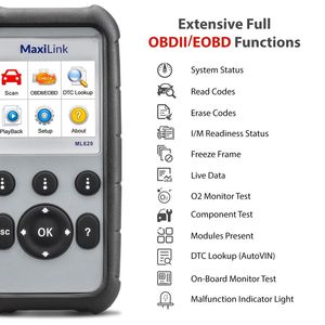 <span class=keywords><strong>Autel</strong></span> OBD2 escáner herramienta de exploración de diagnóstico <span class=keywords><strong>ML629</strong></span> - MaxiLink629 escáner de código de OBD2 - Product Image 4