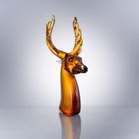 Sculpture de cerf en cristal ambré, statue décorative pour bar à whisky, pour armoire à liqueurs et présentation de bar à domicile