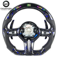 Pour BMW F20 F21 F22 F30 F31 F32 F33 F34 F36 M2 M3 M4 M Sport 2021 2022 2023 Palettes de Changement de Vitesse Volant LED en Fibre de Carbone Forgée