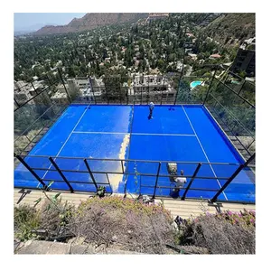 Attrezzatura professionale per campi da Tennis con Padel panoramico completo in vetro e acciaio per giochi di paddle Tennis