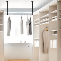 Loft industriel Pamo Porte-vêtements mural Robuste Conduites d'eau Armoire de plain-pied pour chambre à coucher Bain pour affichage de bijoux Cuisine