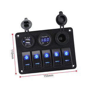 Accesorios para interruptores Yuhe YH-DH5-QC, panel de interruptores de control impermeable de 5 vías de 12V-24V, adecuado para embarcaciones, con interruptor basculante. - Product Image 1
