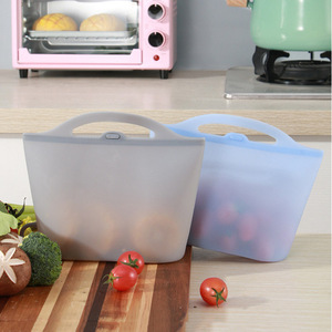 Sacs de conservation alimentaire en silicone 1000 ml rectangulaires avec poignée et couvercle à clipser pour pique-nique et congélation - Product Image 3