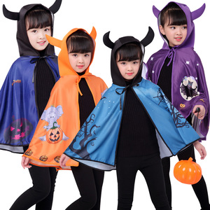 Disfraces: Capa con cuernos de diablo, disfraz de bruja y <span class=keywords><strong>mago</strong></span>, disfraz infantil, capa para niños - Product Image 5