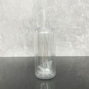 Pre-drilled Snow Globe 16oz 20oz <b>Plastic</b> Soda Can <b>Cups</b> and Silicone Plug clear for UV DTF Wraps - Product Image 4