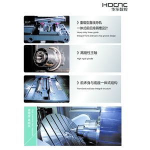 เครื่องจักรกลึงแนวนอน Huadong Cnc Hc500a ความจุเครื่องมือ 24 ชิ้น แกนหมุน Bt40 เครื่องกัดงานหนัก - Product Image 3