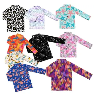 Yiwu Yiyuan Garment little girl t shirt long sleeve high collar leopard print t shirt custom designs kids polo fall shirts
