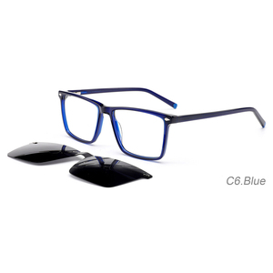 OEM al por mayor de dos tonos marrón cuadrado Marco de acetato OBM 53-17-142 azul acetato gafas Unisex Eco-Chic diseñador acetato gafas - Product Image 2