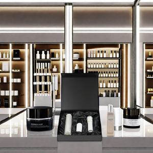 Crown Win Recycled Materials Magnetic Closure Rigid Cosmetic Gift Box Set with Sponge Lining Black Paper Boxes - Product Image 1