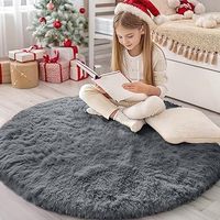 Moelleux couleur unie mignon cercle tapis de chevet filles garçons chambre haute pile Shaggy tapis longue peluche adolescent enfants tapis de sol en mousse