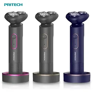 PRITECH IPX5 nổi quay ba lưỡi có thể giặt dao cạo điện có thể sạc lại máy cạo râu điện cho nam giới