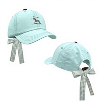 Casquette de baseball en PVC réglable à 6 panneaux pour enfants, motif chiot mignon avec nœud, protection solaire printemps-automne, visage visible, pour étudiants