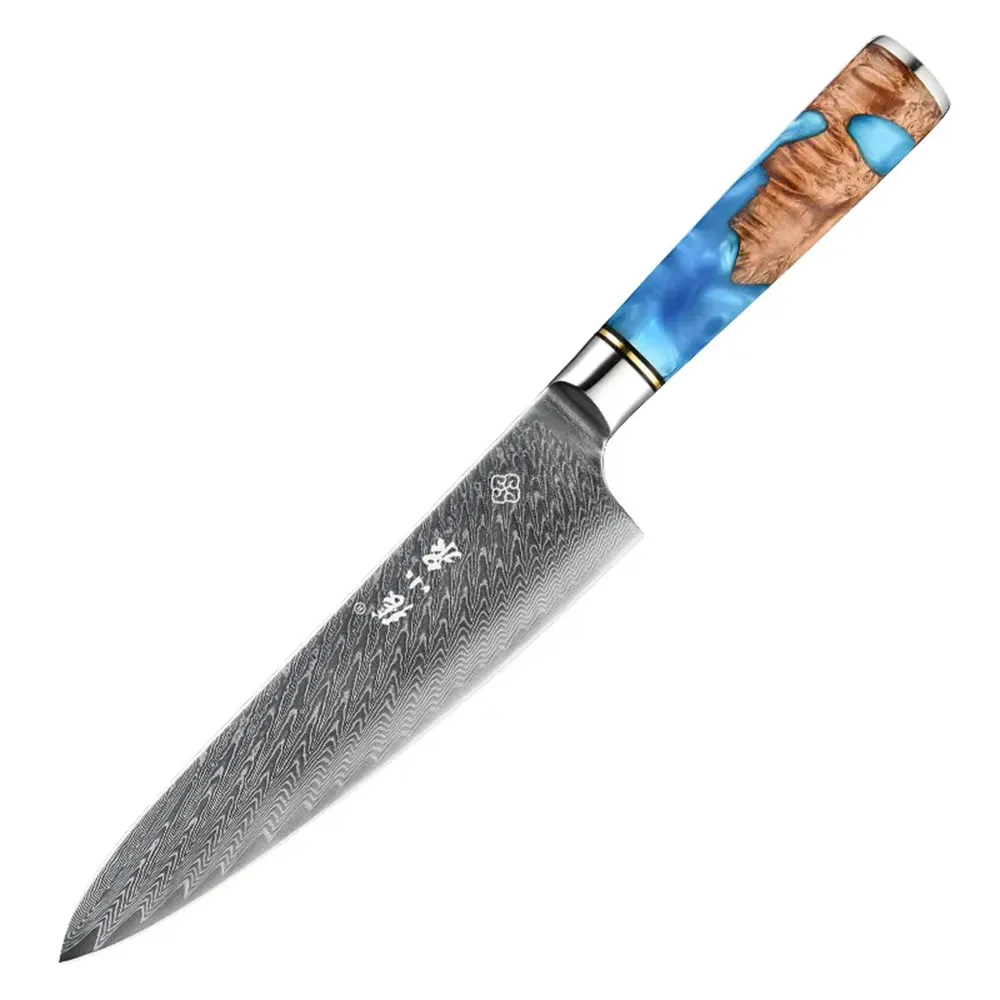 Gyuto-cuchillo de madera estabilizado, herramienta de artesanía, Damasco, chef kiritsuke