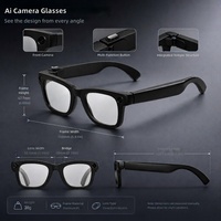 Nouvelles lunettes intelligentes IA transfrontalières T100 avec caméra 8MP IMX 219,8 mégapixels, 8 Go de mémoire, contrôle par bouton tactile, enregistrement photo et vidéo