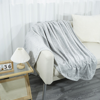 Plaid en polaire tricoté gris clair, doux, jacquard, en flanelle, écologique, léger, duveteux, toutes saisons, pour canapé et lit