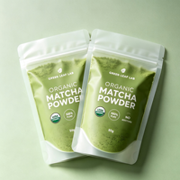 Sacs en Mylar givrés personnalisés de qualité alimentaire, semi-transparents, avec fermeture éclair, pour emballages de poudre de matcha