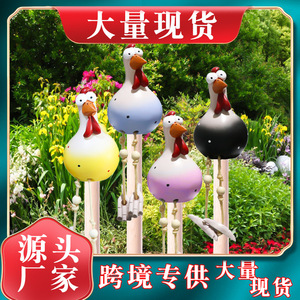 Adorno Artesanal de Resina con Forma de Pollo de Ojos Grandes, Decoración Redonda con Forma de Animal para el Hogar, Escultura Artística Navideña en Blanco Brillante, Negro y Amarillo - Product Image 2