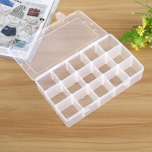 Transparent 15 Compartment Plastic Storage Box <b>With</b> Lid For Jewelry Beading Nail Art Organizing Large Size PP Material - Product Image 1