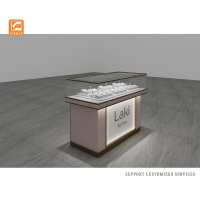 Vitrine à bijoux rose de luxe avec éclairage LED, design personnalisable, acier inoxydable, verre trempé, or, diamant, YIZHAN