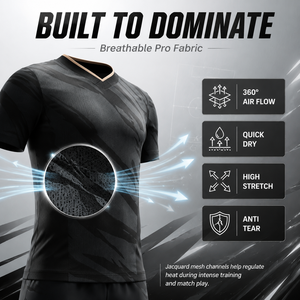 Maglia da <span class=keywords><strong>Calcio</strong></span> Professionale <span class=keywords><strong>Nera</strong></span> Mimetica Personalizzata con Tessuto Jacquard Traspirante, Divisa da <span class=keywords><strong>Calcio</strong></span> Elite per Partite di Club - Product Image 2