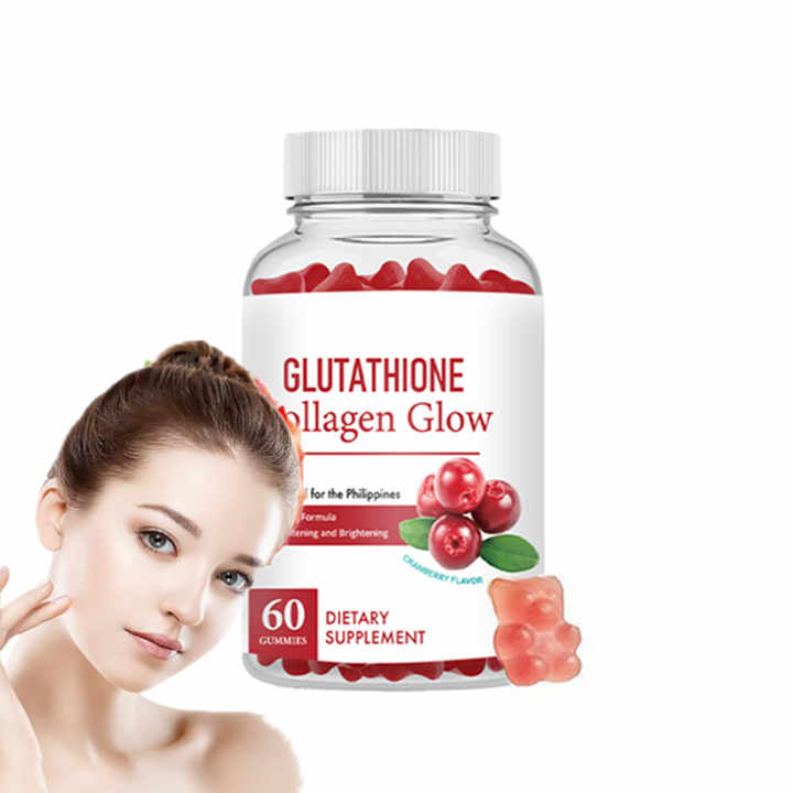 Wholesale Price Cranberry Original Skin Whitening Glutathione Collagen Glow Gummies