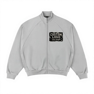 Veste de survêtement zippée personnalisée pour homme, manches raglan, coupe ample, en coton et polyester molletonné, avec options d'impression brodée et de strass effet vieilli - Product Image 1